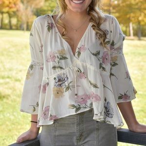 V Neck Floral Top